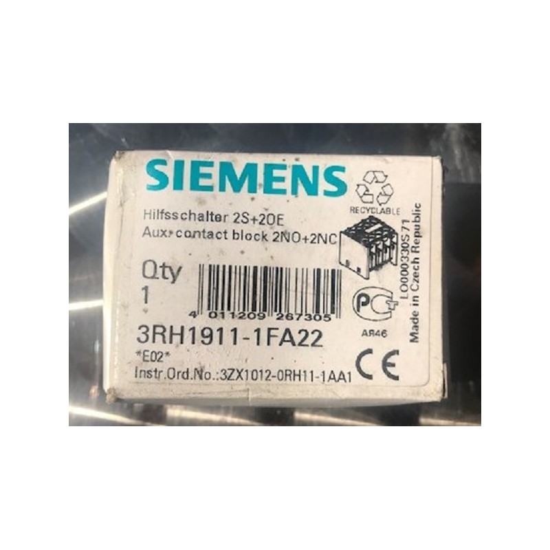 SIEMENS 3RH1911-1FA22 AUXILIARY CONTACT