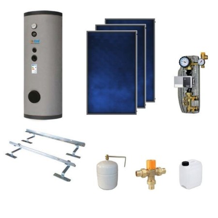 BSKS403CS1E Kit complet à circulation forcée 3 collecteurs PBS250 Elios + 1 chaudière 400lt.  avec une bobine fixe + 1 module CS1 + ELY + accessoires