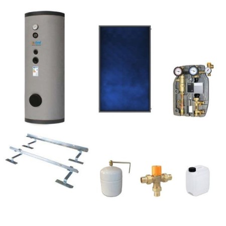 BSKS151CS2E Kit complet à circulation forcée 1 collecteur PBS250 Elios + 1 chaudière 150lt.  avec une bobine fixe + 1 module CS2 + ELY + accessoires