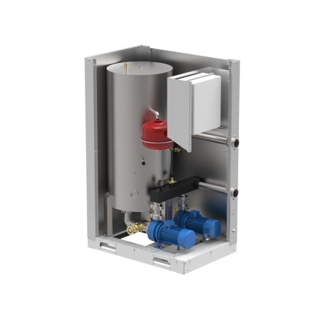 MOD-HYDRO V T 200 2P 60 Kit hidrónico externo 2 bombas con depósito de inercia de 200 litros aplicable a bomba de calor de 60kw