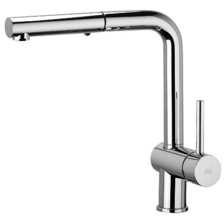 Mitigeur d’évier à bec haut avec douche extractible 2 jets en métal chromé