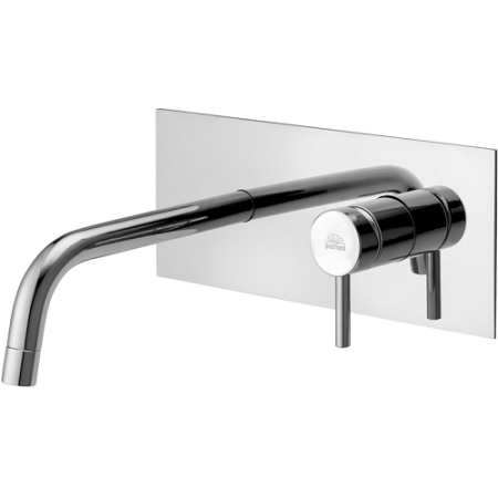 Built-in wall-mounted washbasin mixer STICK chrome plated with stainless steel plate mm 250x100 with spout mm 123 chrome