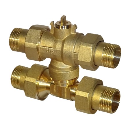 Schneller Kugelhahn 4 Wege d. 1" Bypass Teleskop Achsabstand 52-60mm mit Motor 2 Drähte 1 Hilfskontakt AP 12" 230VAC