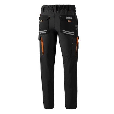 SPARCO TECH TROUSERS OREGON BLACK/FLUORESCENT ORANGE SIZE. S