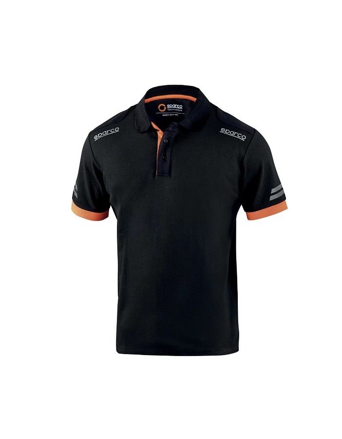 SPARCO POLO TECH TOLEDO NOIR/ORANGE FLUO TAILLE. M