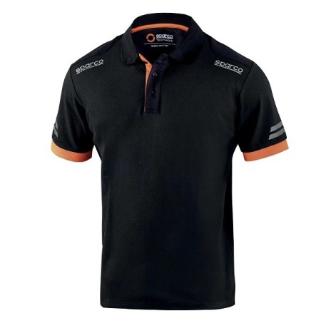 SPARCO POLO TECH TOLEDO NOIR/ORANGE FLUO TAILLE. M
