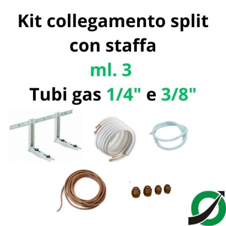 Reblotech Kit installazione climatizzatore mono - 3 mt rame 1/4'' + 3/8'' con staffa a parete