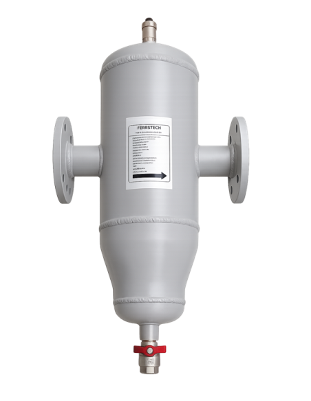 Reblotech Magnetischer Hydrozyklon-Schlammabscheider mit Luftabscheider DN80 PN16 aus Kohlenstoffstahl